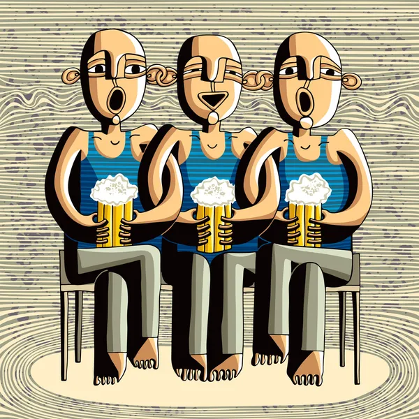 Pití přátel piva — Stockový vektor