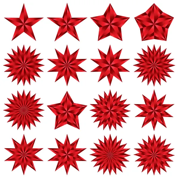 赤い星は をセットします 五角形 — ストックベクタ