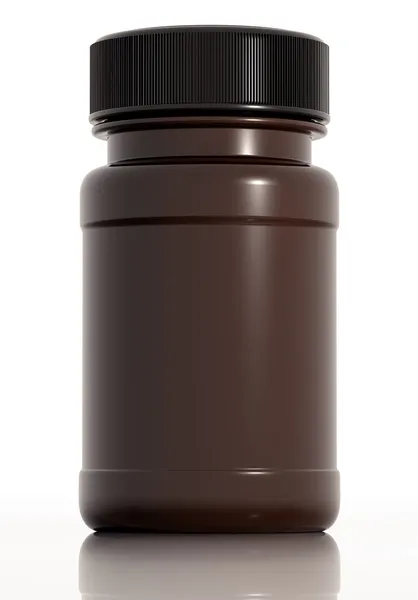 Brown plastic medical bottle. — Stock Photo, Image