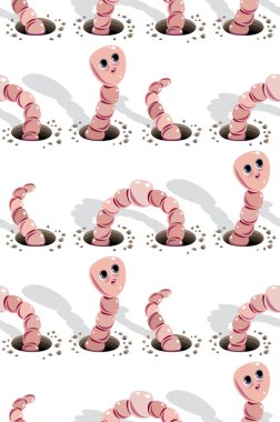 Worms doing holes seamless pattern. clipart