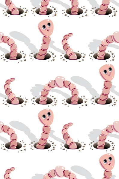 Worms doing holes seamless pattern. — Stock Vector