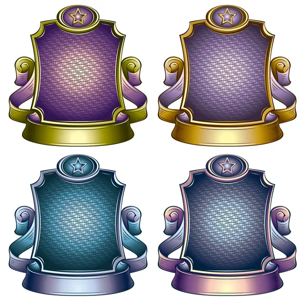 Retro style emblems colors set. — Stock Vector