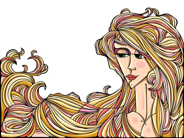 Девушка с длинными волосами. — стоковый вектор