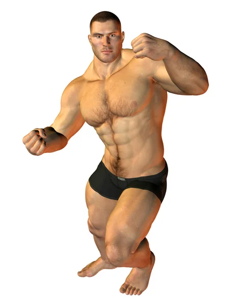 Construtor de corpo na luta pose — Fotografia de Stock