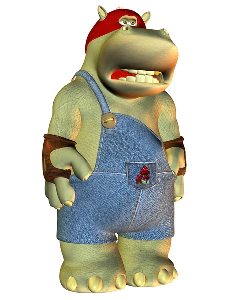Hippo with dungarees — Stock Photo, Image