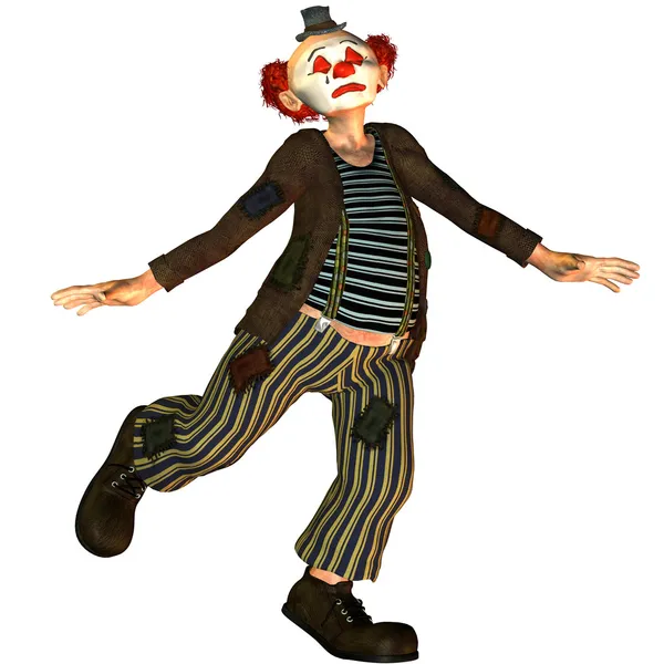 Tančící klaun se zavřenýma očima — Stock fotografie