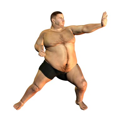 Thick man in sporty pose clipart