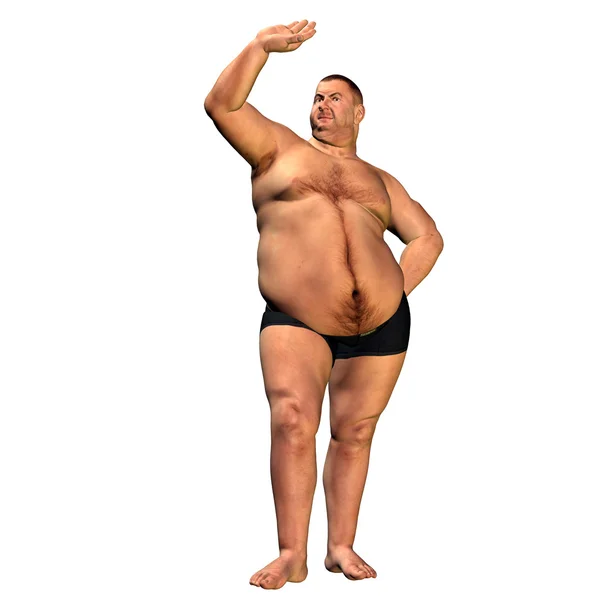 Tlustý muž než model — Stock fotografie