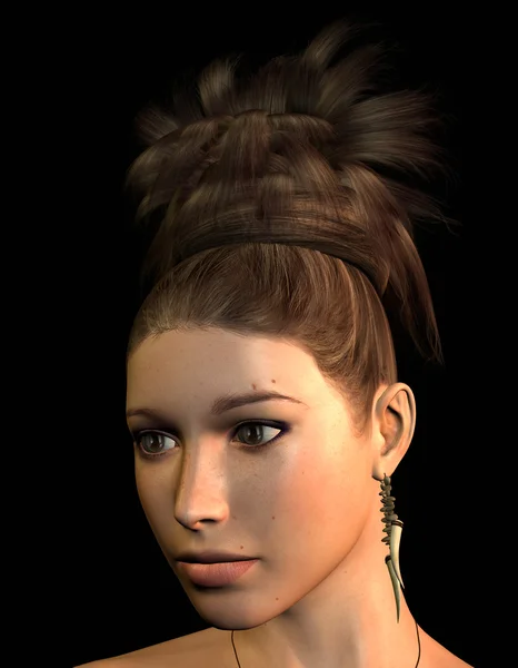 Głowa kobiety z jej włosów — Zdjęcie stockowe