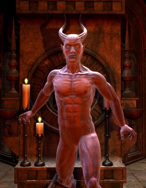 Satan in front of a Shrine clipart