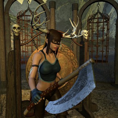 The hunter with Battleaxe clipart