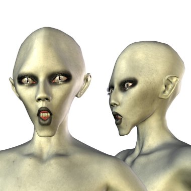 Alien with white eyes clipart