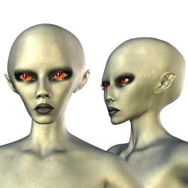 Alien with red eyes clipart