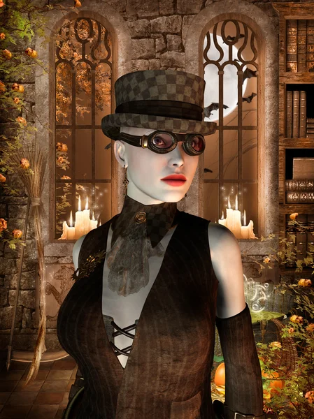 Mulher com chapéu e óculos — Fotografia de Stock