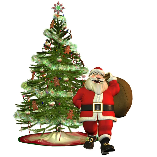 Papai Noel com árvore de Natal — Fotografia de Stock