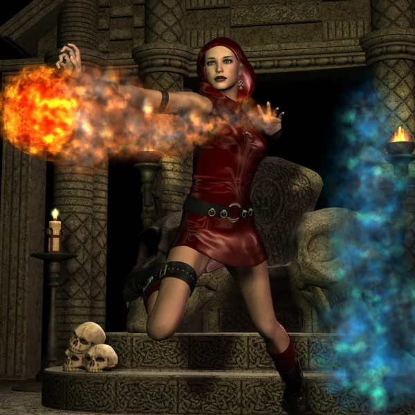 Rendering Sorceress Fireball — Stock Photo, Image