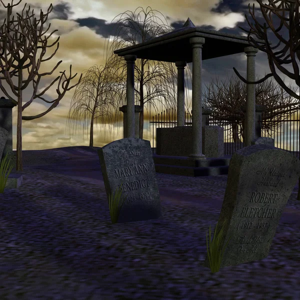 Рендеринг Старого Кладбища Могильными Камнями — стоковое фото