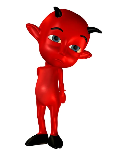 Рендеринг Маленького Красного Дьявола Трезубцем — стоковое фото