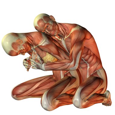 Muscle man hugging woman from behind clipart