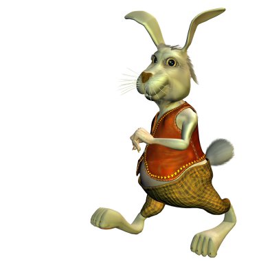 3d rendering in an Easter bunny in outfit as illustration clipart