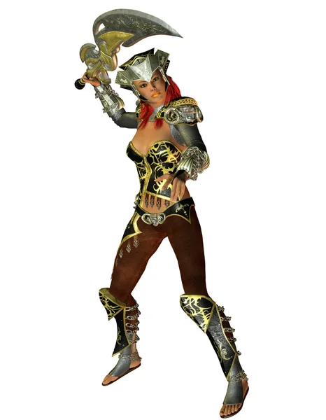 渲染女人武士的盔甲 — 图库照片