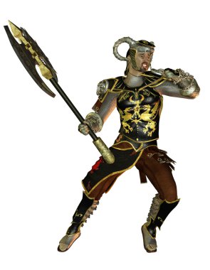Warriors in armor and battle ax clipart