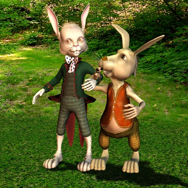 Два Пасхальний заєць в інтерв'ю — стокове фото
