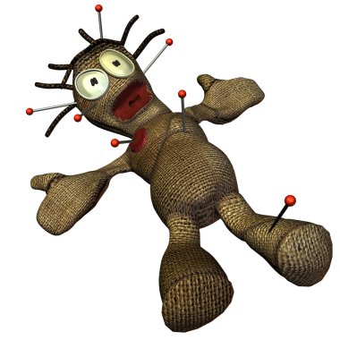 3d rendering of a Voodoo doll lying as illustration clipart