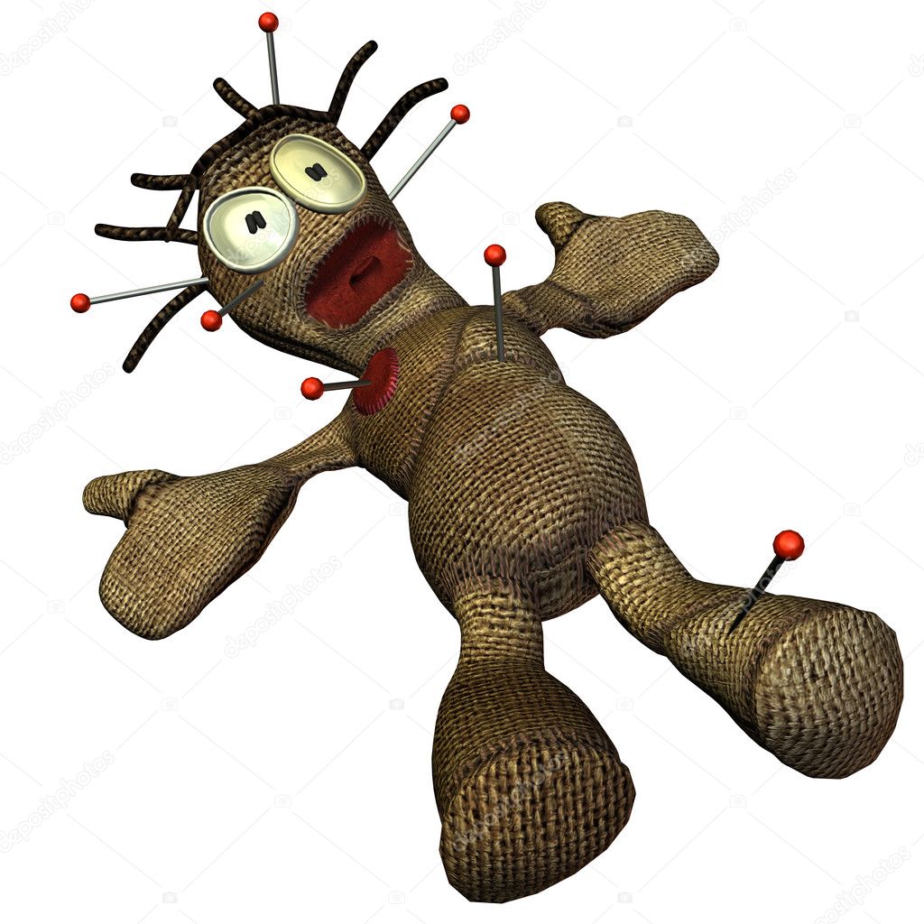 3d rendering of a Voodoo doll lying as illustration