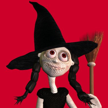 3d rendering as a witch in love illustration clipart