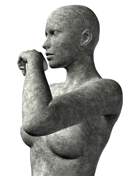 Renderização Parte Superior Corpo Uma Mulher Feita Pedra — Fotografia de Stock