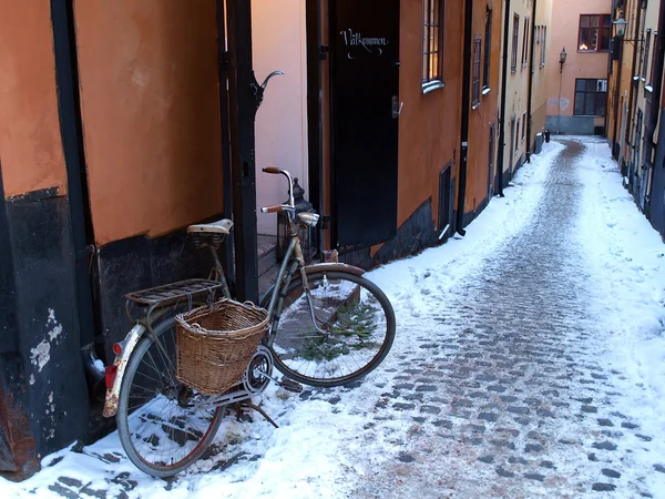 Bicicletas Una Calle Estocolmo —  Fotos de Stock