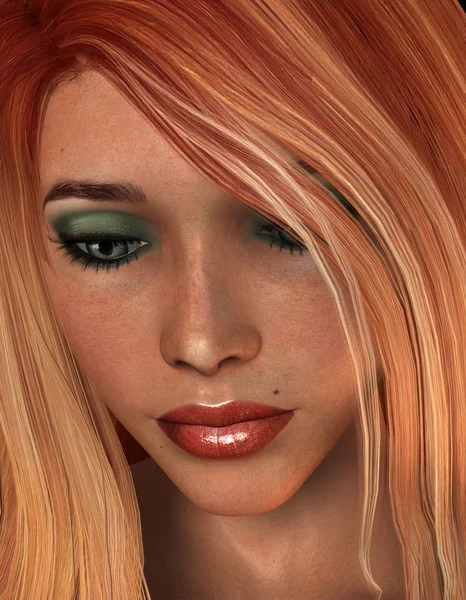 Ritratto giovane donna dai capelli rossi — Foto Stock