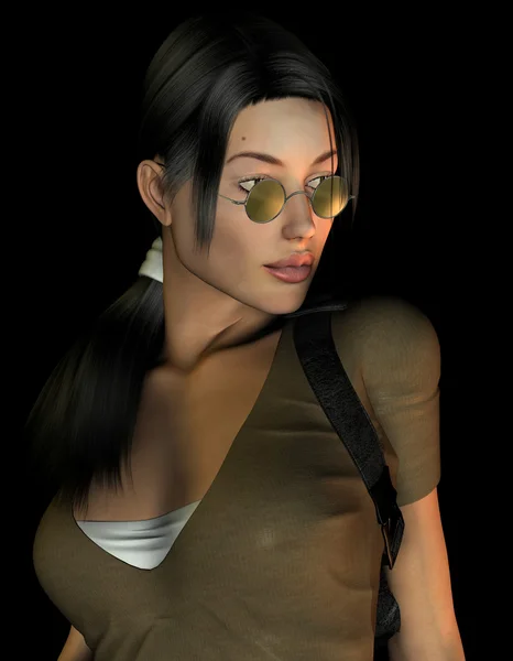 Retrato jovem mulher com óculos de sol — Fotografia de Stock