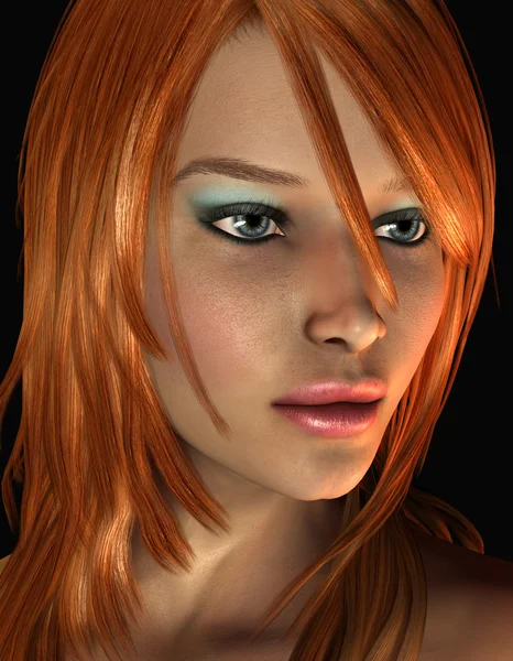 红头发的肖像年轻女人 — 图库照片