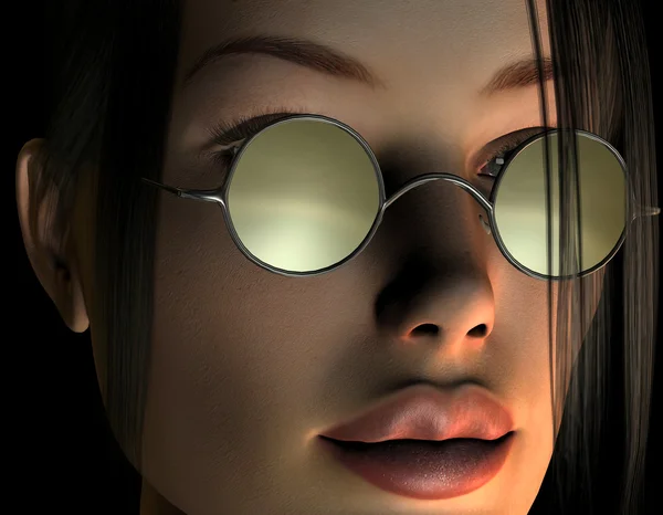 Vrouwelijke gezicht met glazen — Stockfoto