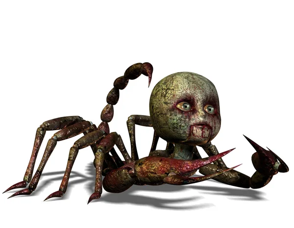 Голова кривавий лялька на тілі Скорпіон — стокове фото