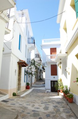 Narrow skopelos street clipart