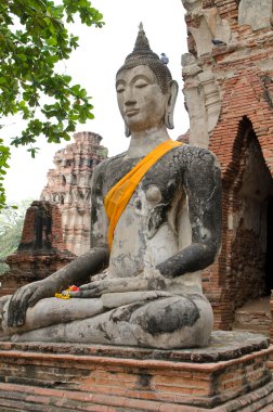 Buda figürü tapınak kalıntıları ayutthaya, Tayland