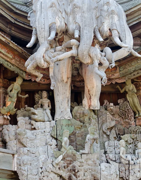 Templo Madeira Escultura Tailândia — Fotografia de Stock