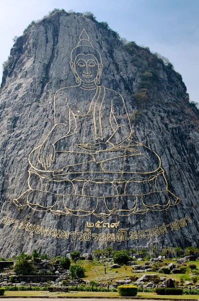 130 Mtr High Golden Buddha Laser Carved Inlayed Gold Khao — Stock Photo, Image