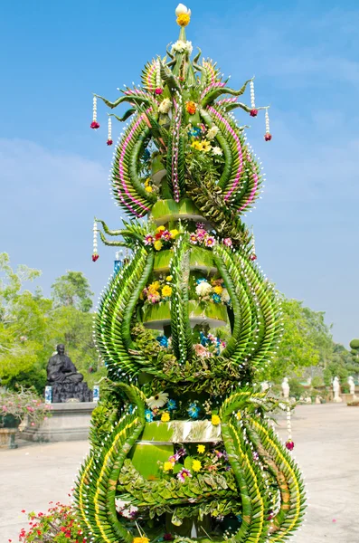 Una Decorazione Floreale Esotica Altare Buddista Thailandia — Foto Stock