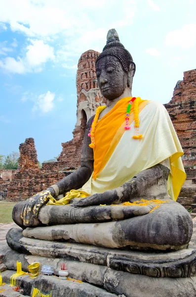 タイのアユタヤ遺跡の寺院で仏図 — ストック写真