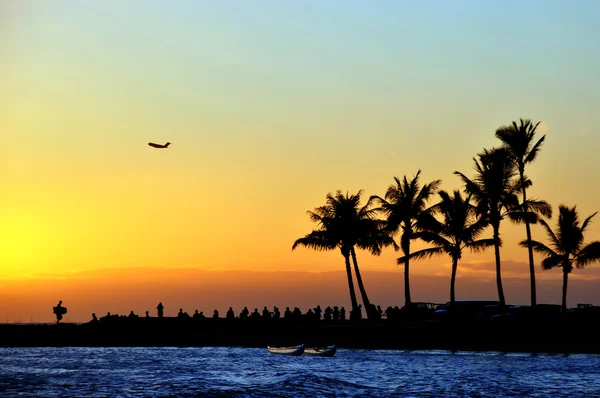 Закат на пляже Стоковое Фото