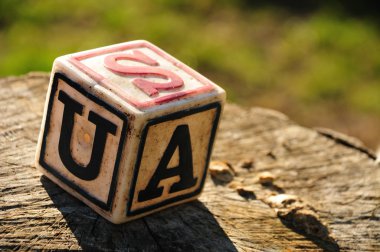 Cube with letter usa clipart
