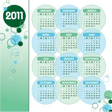 2011 Takvimi. Vektör illüstrasyonu.