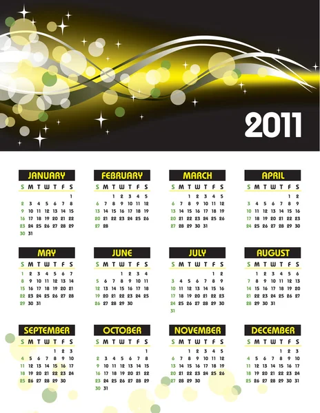 Календарь 2011 года. Векторная иллюстрация. — стоковый вектор