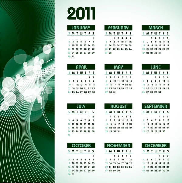 2011年日历。矢量说明. — 图库矢量图片
