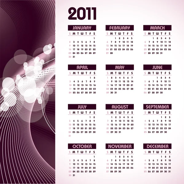 2011年日历。矢量说明. — 图库矢量图片