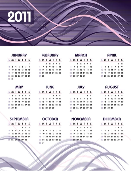 2011年のカレンダー。ベクターイラスト. — ストックベクタ